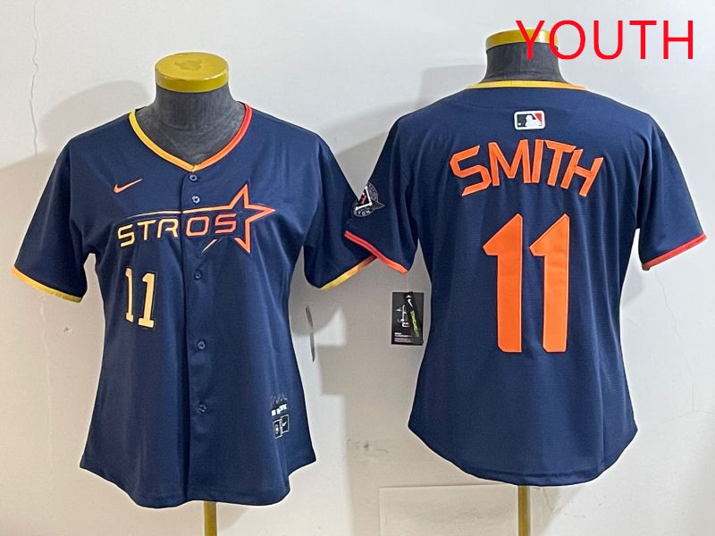 Youth Houston Astros #11 Smith Blue three generations Joint Name Nike 2025 MLB Jersey style 6->youth mlb jersey->Youth Jersey